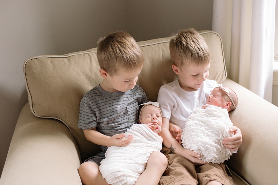 Katie Ballantine Photography.  Frederick Maryland newborn photographer. Newborn lifestyle session.  Twin newborns