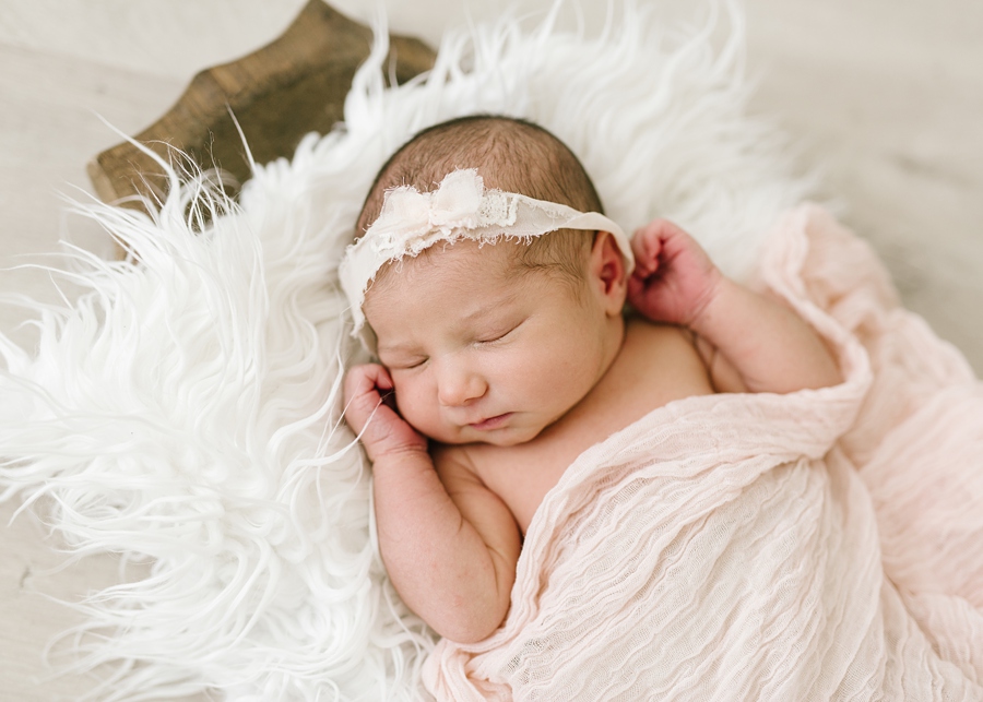 Katie Ballantine Photography, Frederick Maryland Newborn Photographer, newborn girl image, frederick baby, all white studio, organic newborn portraiture