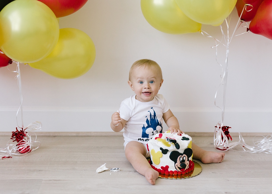 Katie Ballantine Photography, Frederick Maryland Baby Photographer.  Cake smash studio session.  