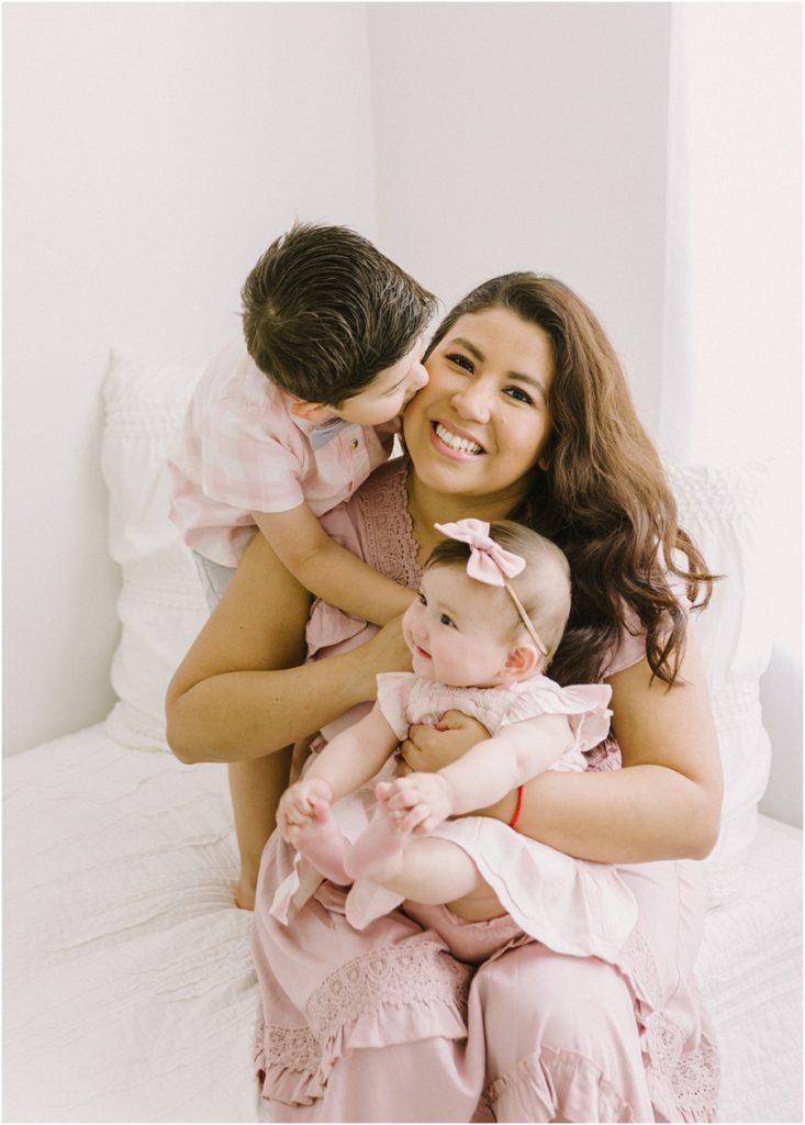 Katie Ballantine Photography, New Market Frederick Maryland Baby and Child Photographer.  Child photography in all white studio.  Mother and Me Session.  Mothers Day Portraits