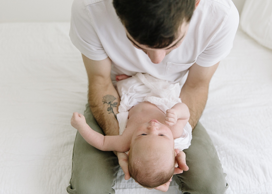 Katie Ballantine Photography.  Frederick Newborn photographer.  Frederick baby photographer.  All White Studio Frederick.  New Market Maryland Newborn Photographer.  Baby boy one month old.