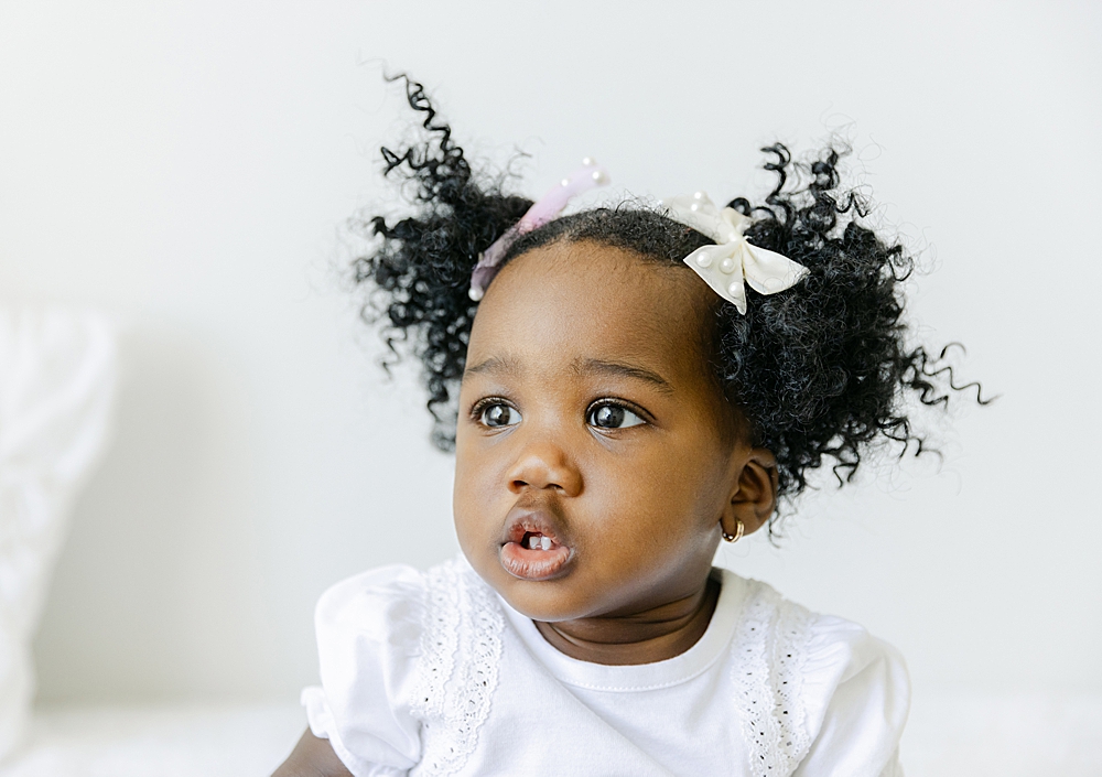 Katie Ballantine Photography. One year milestone photo session.  Frederick baby photographer. Frederick Child Photographer. New Market baby photographer. Natural studio portraits.